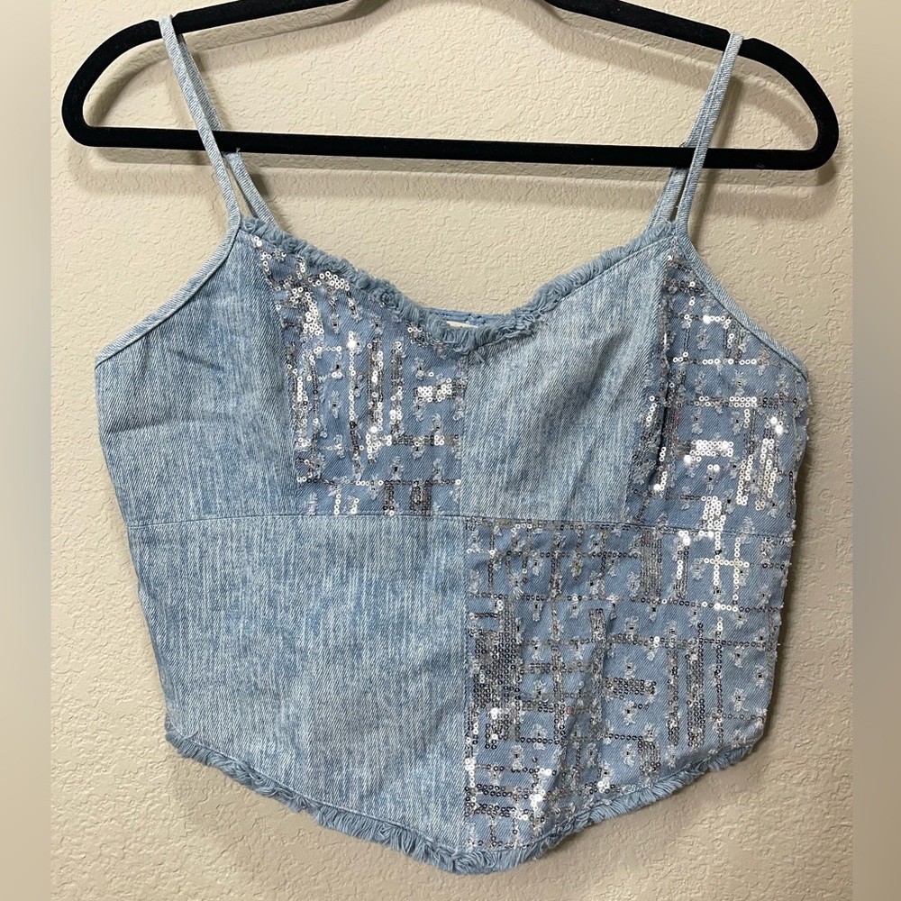 Miss Me denim crop top